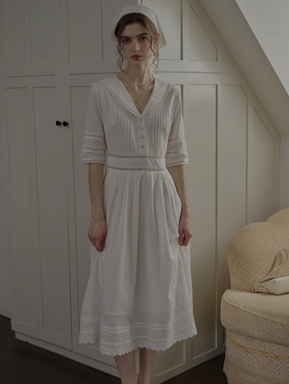 Simple Retro Fiona Dress White Size Large